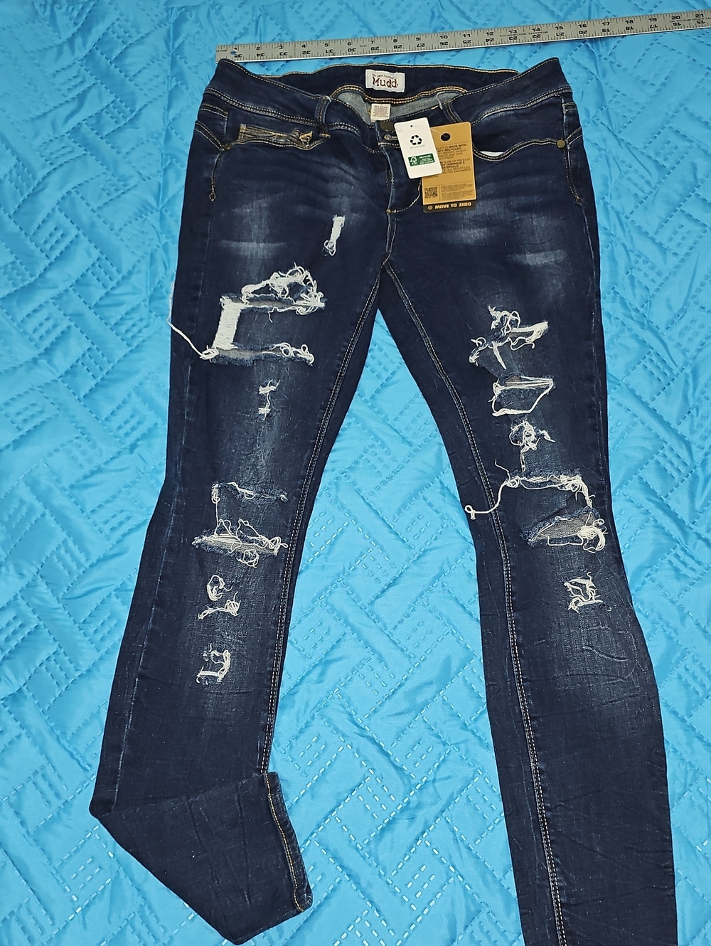 Mudd Dark Indigo Distressed Skinny Jeans